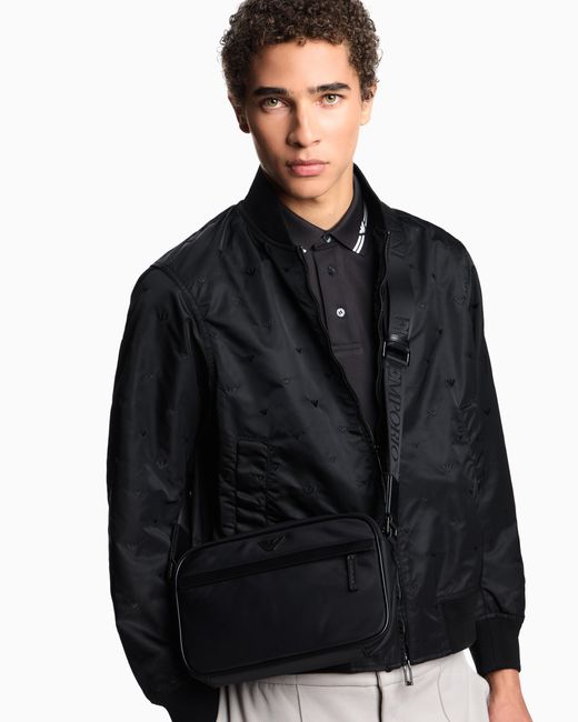 Emporio Armani Black Asv Recycled Nylon Shoulder Bag for men