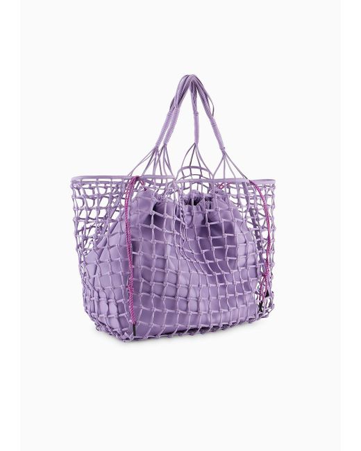 Maxibolso Shopper Con Efecto De Napa Trenzada Emporio Armani de color Purple