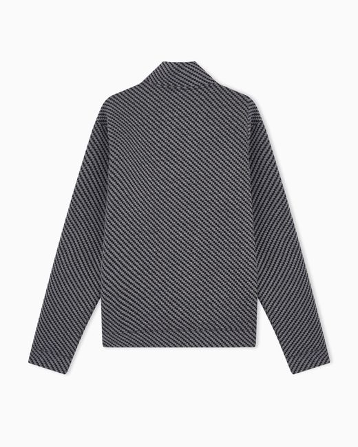 Emporio Armani Gray Icon Jacquard Jersey Partial-Zip Pullover for men
