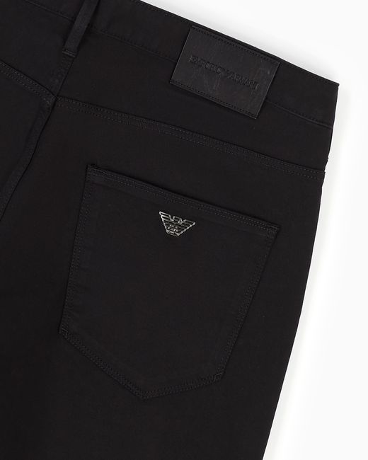 Pantalones J06 Slim Fit De Cómoda Gabardina Elástica Emporio Armani de hombre de color Black