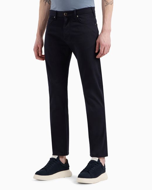 Emporio Armani Blue J45 Regular-Fit, Stretch-Gabardine Jeans for men