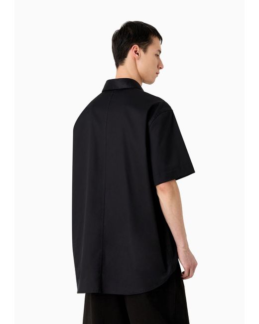 Camicia Maniche Corte In Cotone Stretch Stampa Mon Amour di Emporio Armani in Black da Uomo