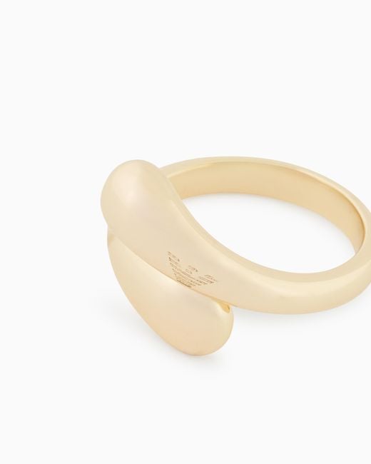 Emporio Armani White Tone Brass Band Ring