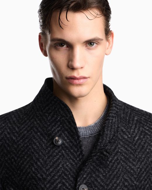 Emporio Armani Blue Guru-Collar Jacket for men