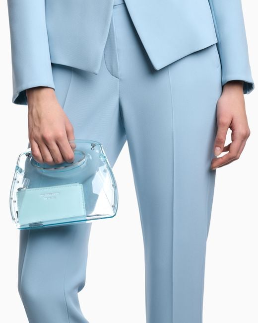 Emporio Armani Blue Pvc Clutch Bag With Shoulder Strap