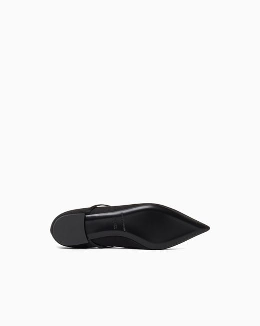 Emporio Armani White Satin T-Bar Ballerinas