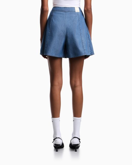 Emporio Armani Blue Eagle Club Washed Denim Culottes