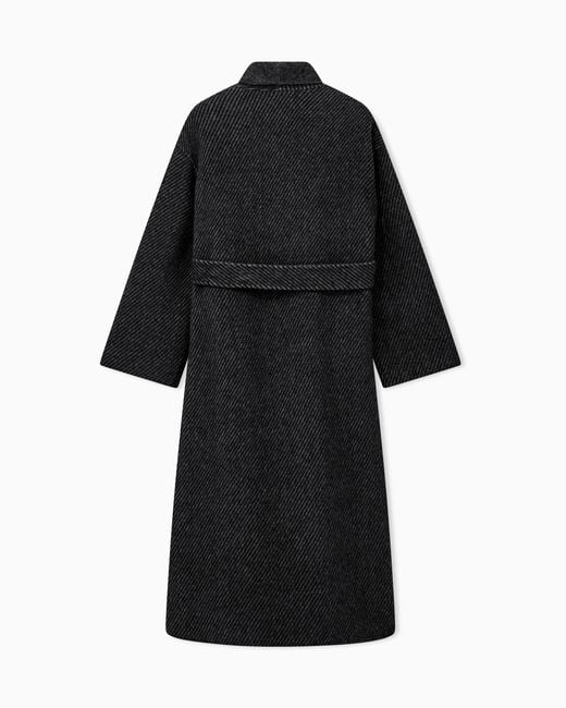 Emporio Armani Black Belted Double-Breasted Coat