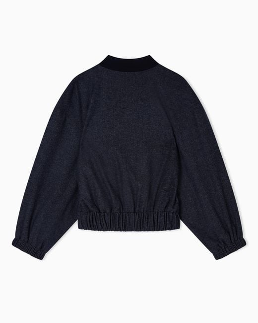 Bomber De Mezcla De Lana Con Efecto Denim Icon Emporio Armani de color Blue