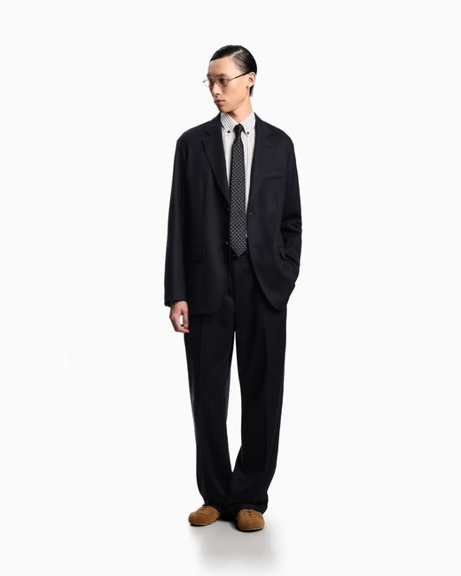 Emporio Armani Blue Virgin-Wool Cloth Single-Breasted Blazer for men