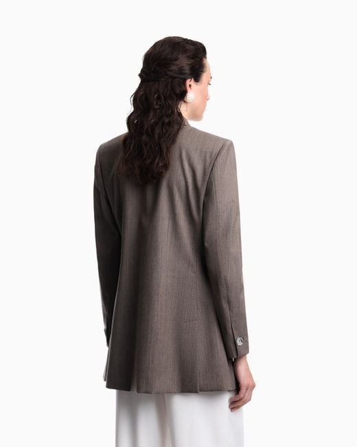Emporio Armani Brown Light Wool Single-Breasted Jacket