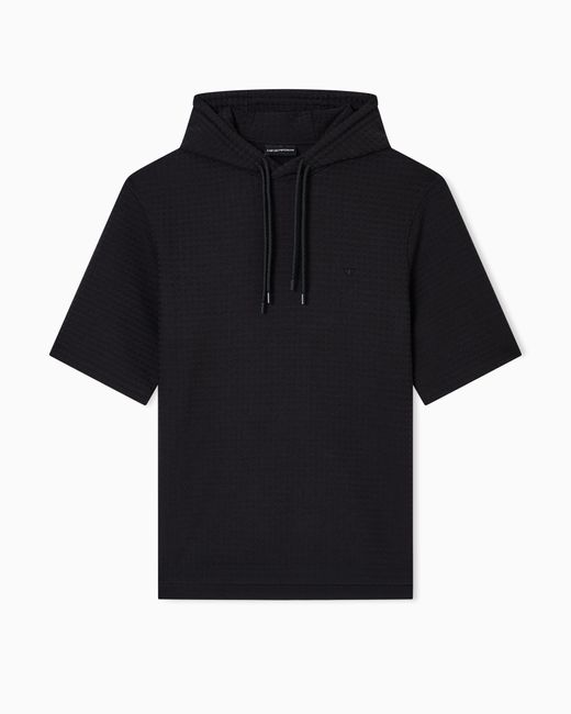Sudadera Con Capucha De Punto De Mezcla De Lyocell Con Motivo En Tejido Jacquard Asv Emporio Armani de hombre de color Black