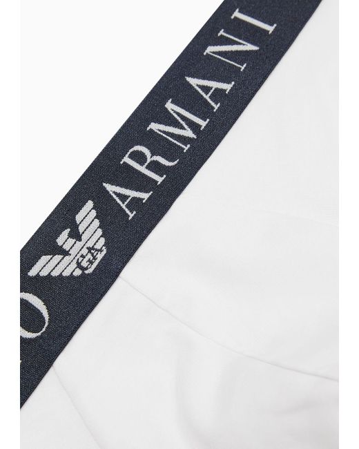 Calzoncillo Slip De Algodón Superfino Con Logotipo En La Cintura Emporio Armani de hombre de color White