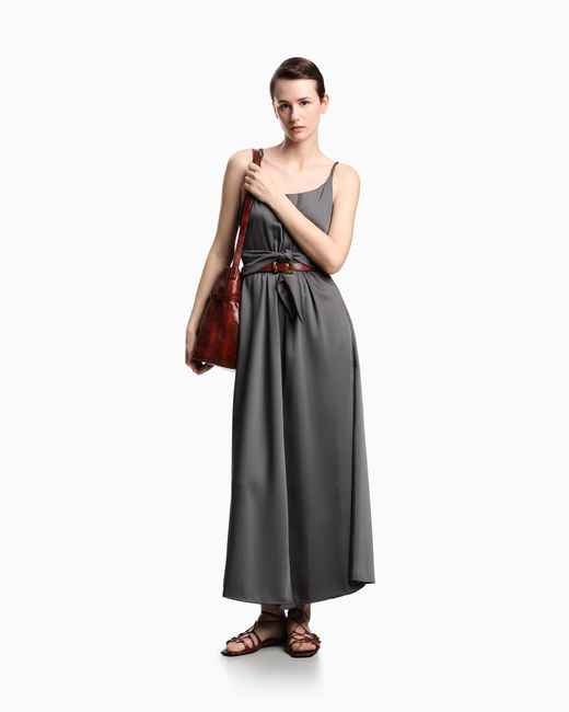 Emporio Armani Gray Twill Crêpe Sash Dress