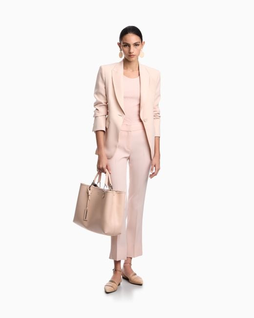 Emporio Armani Pink Jacquard Jersey Jumper With Embossed Pattern