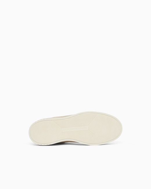Emporio Armani White Leather Sneakers With Suede Details for men