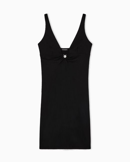 Emporio Armani Black Textured Lycra Beachwear Dress
