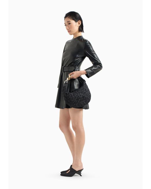 Robe Ajustée En Peau D'agneau Semi-aniline Avec Ceinture Et Plis Emporio Armani en coloris Black