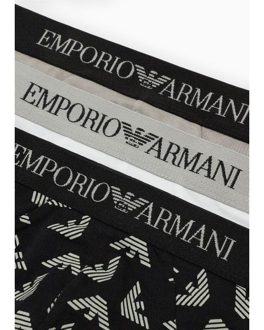 Emporio Armani Black Three-pack Of Pure Cotton Briefs for men