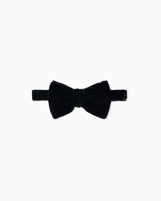 Emporio Armani Black Smooth Velvet Bow Tie for men