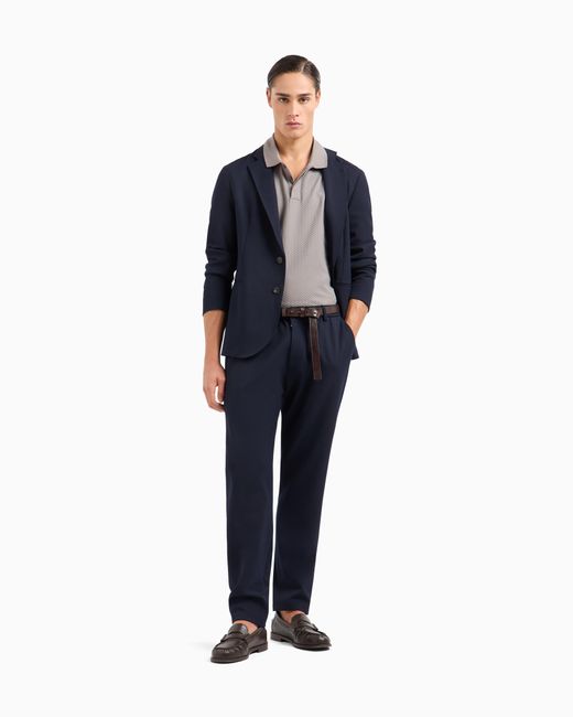 Pantalones Con Cintura Elástica De Gabardina Técnica Elástica Emporio Armani de hombre de color Blue