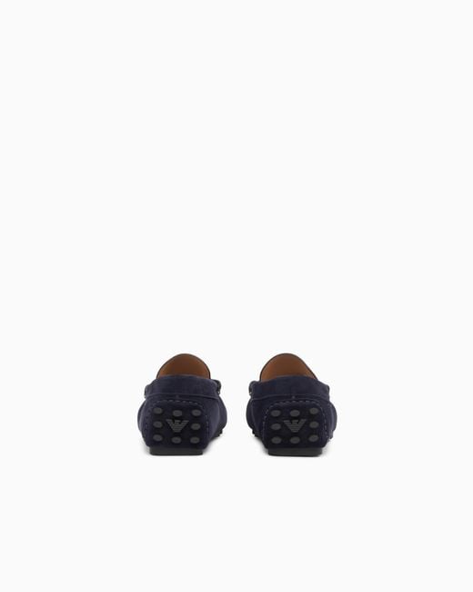 Emporio Armani Blue Suede Driving Shoes for men