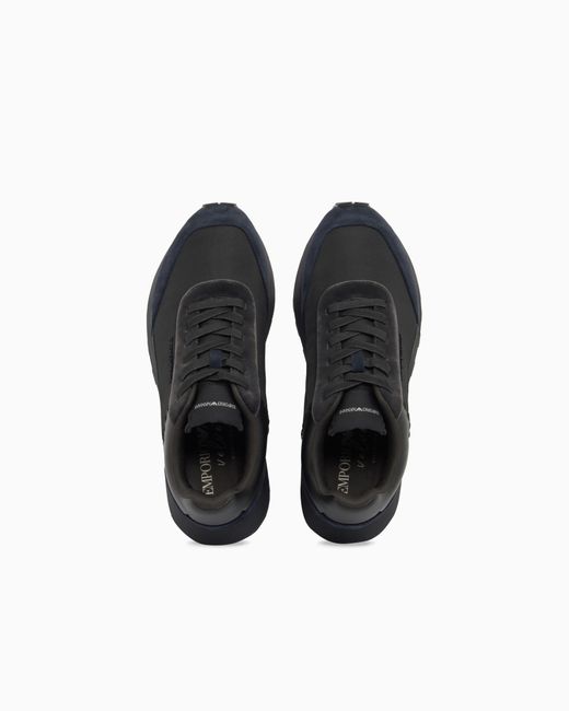 Emporio Armani Blue Lace-Up Sneakers for men
