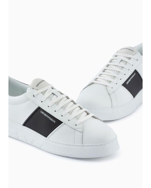 Emporio Armani Sneaker Aus Leder Mit Details Aus Gummi in White für Herren