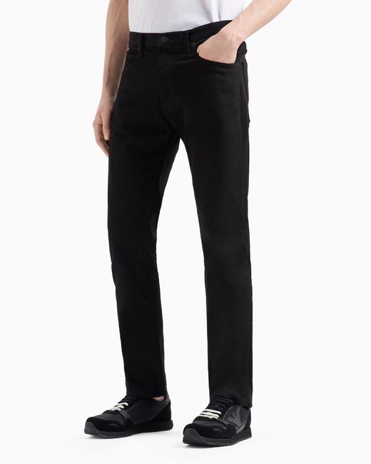 Vaqueros J45 Regular Fit De Cómoda Sarga De Denim Lavado De 10,5 Onzas Emporio Armani de hombre de color Black