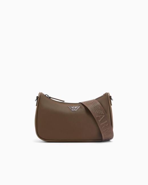 Emporio Armani Brown Recycled Shoulder Bag With A Zip Closure And Logo Strap for men