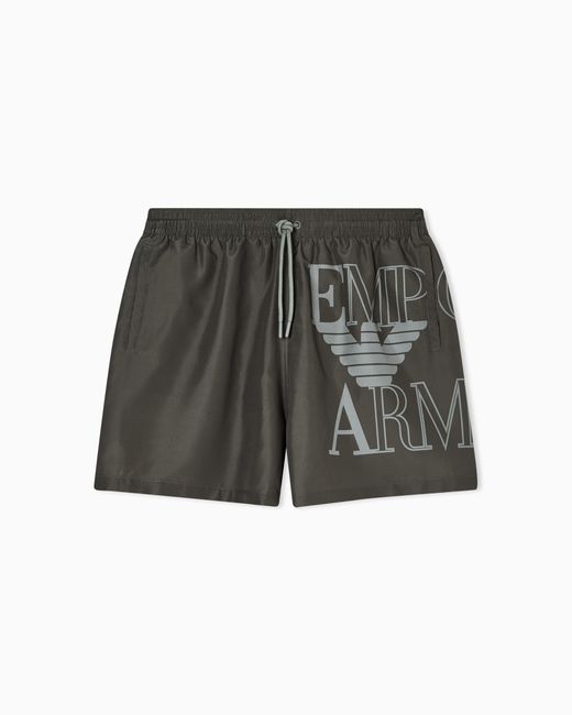 Emporio Armani Gray Bold Logo Swim Shorts for men