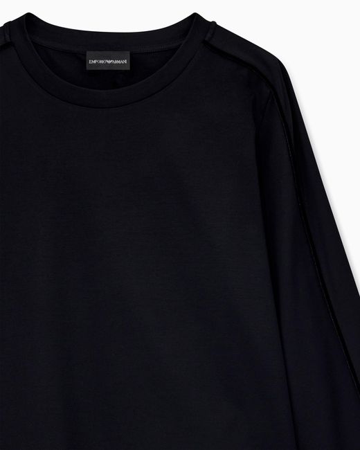 Emporio Armani Blue Mercerized Jersey Shirt With Chenille Tape Travel Essential