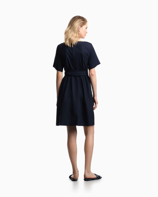Emporio Armani Blue Poplin Dress With Sash