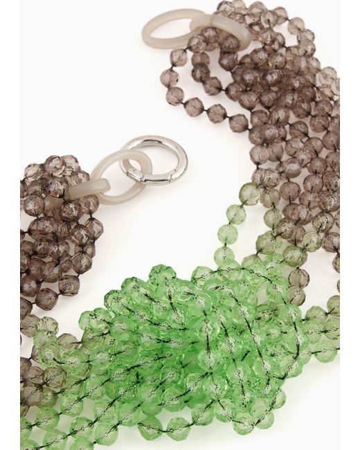 Emporio Armani Green Mehrsträngige Halskette Mit Farbverlauf Und Knoten