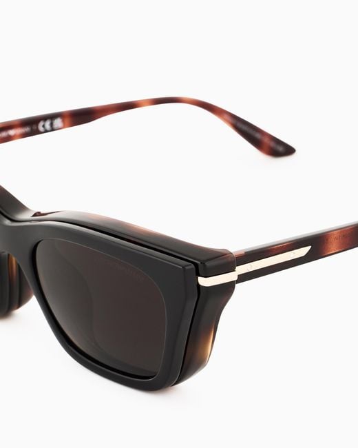 Emporio Armani White Cat-Eye Sunglasses With Clip-On Lenses