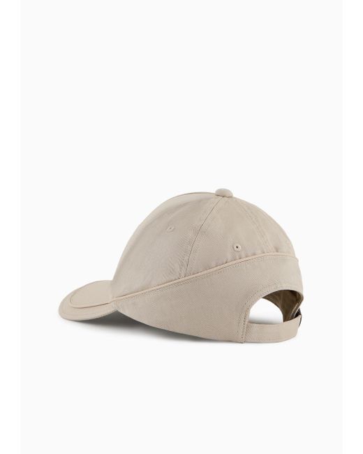 Emporio Armani Natural Baseball Cap With Piping And Embossed Oversized Logo for men