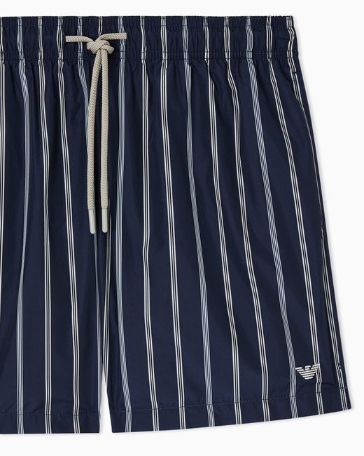 Emporio Armani Blue Striped Print Swim Shorts for men