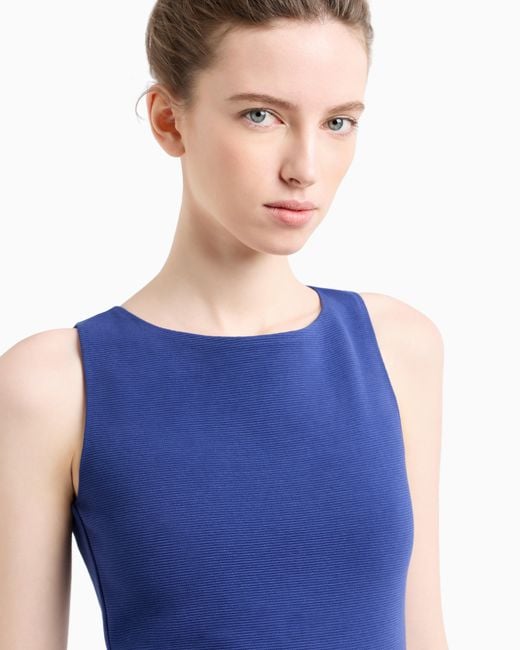 Vestido De Tubo De Punto Ottoman Emporio Armani de color Blue