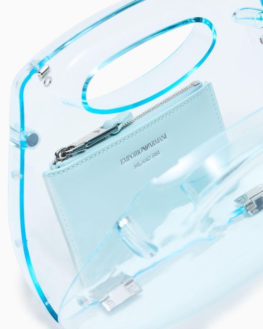 Emporio Armani Blue Pvc Clutch Bag With Shoulder Strap