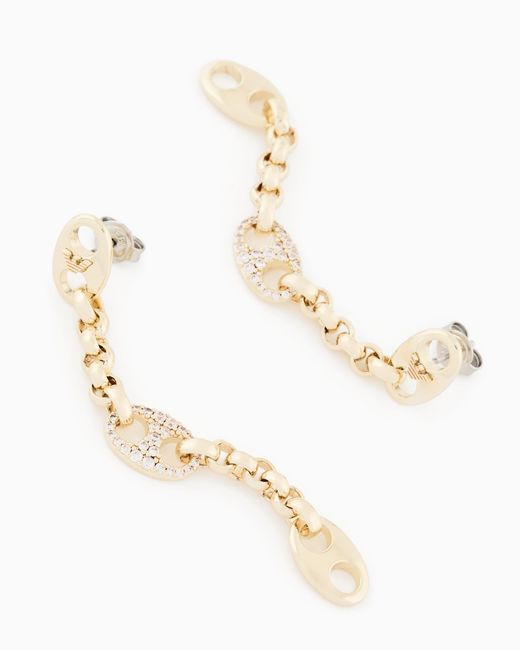 Emporio Armani White Tone Brass Drop Earrings