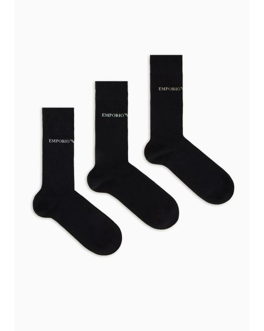 Emporio Armani Black Three-pack Of Socks With Logo for men