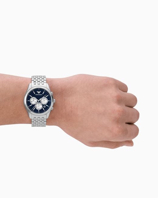 Emporio Armani Blue Chronograph Stainless Steel Watch for men