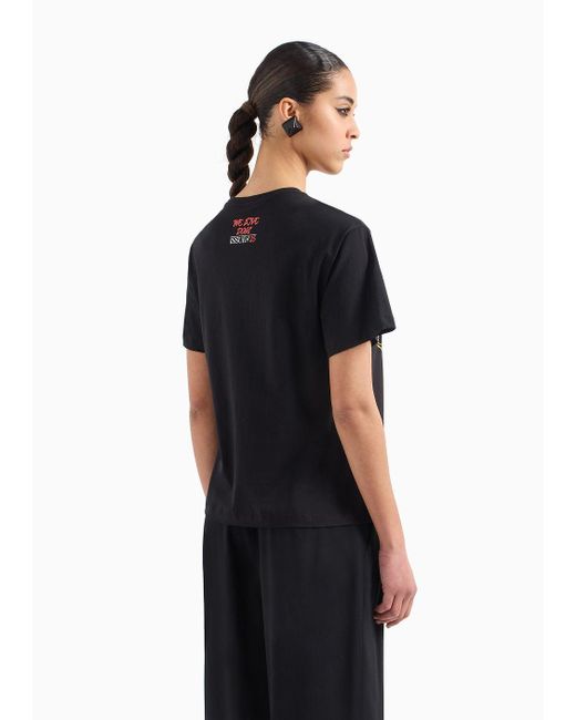 Emporio Armani Black Asv Oversized-fit T-shirt In Organic Jersey