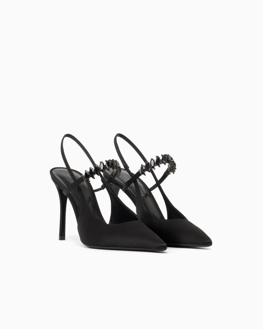 Emporio Armani White Satin Slingback Court Shoes
