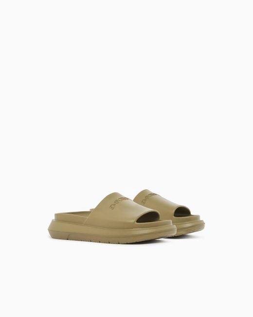 Emporio Armani Green Monobloc Sandals With Logo for men