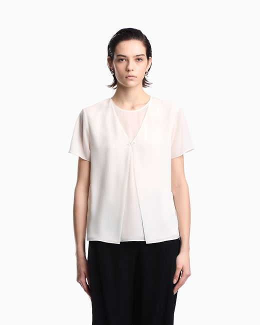 Emporio Armani Natural Two-Piece Technical Georgette Blouse
