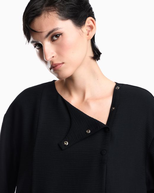 Emporio Armani Black Textured Fabric Blouse With Bark Effect Signature Capsule