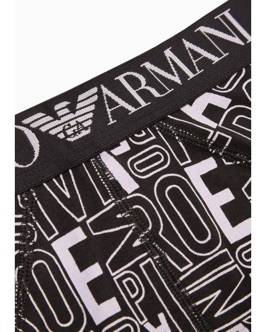 Emporio Armani Black Briefs With Bold All-over Logo Print for men