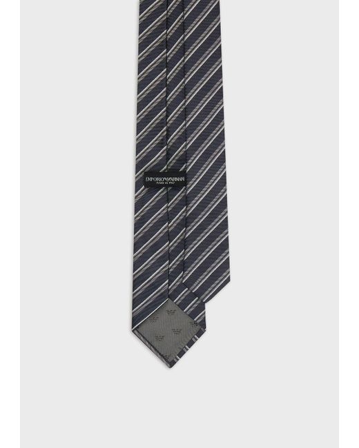 Cravate En Pure Soie Avec Motif Jacquard À Rayures Bicolore Emporio Armani  pour homme en coloris Gris | Lyst