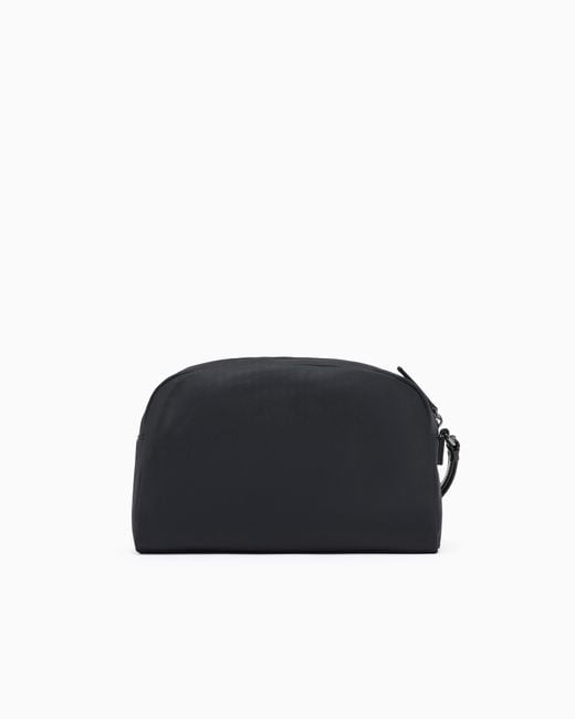 Emporio Armani Black Recycled Nylon Washbag for men